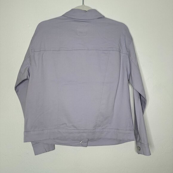 Wavvy Jacket Women Size M Purple Cotton Long Sleeve Pocket Collared Button Down - Picture 4 of 6